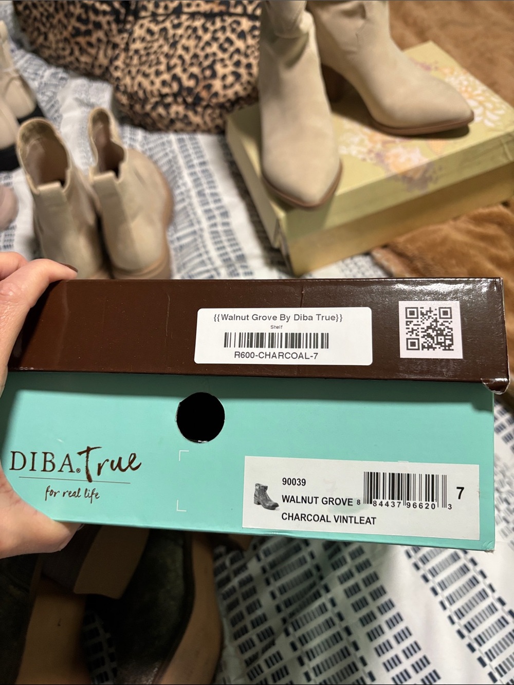 DIBA True Women's Distressed Olive Leather Ankle Boots - Picture 5 of 11